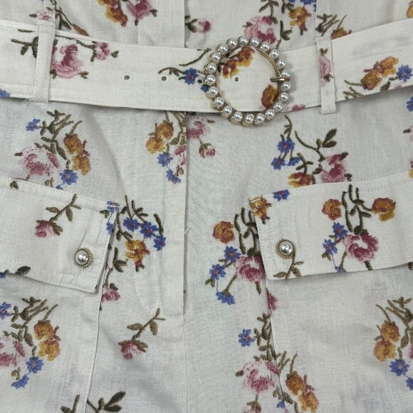 House of Harlow 1960 Floral Linen Blend Belted Romper Size 10 | Boho Summer - Picture 9 of 12